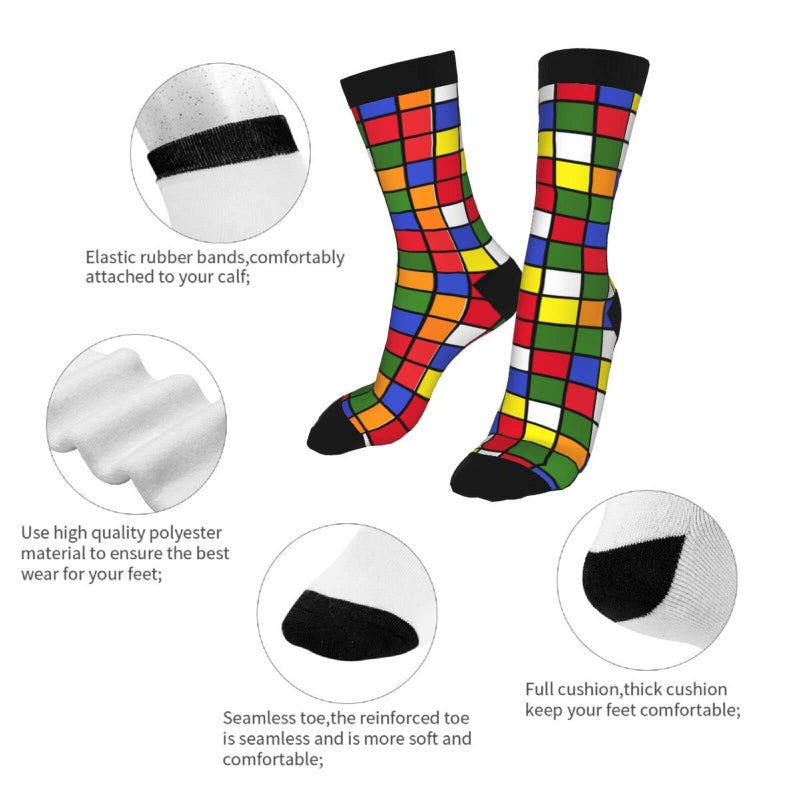 YISHOW Colorful Cube Crew Socks Funny Novelty Socks Gifts - Image 4